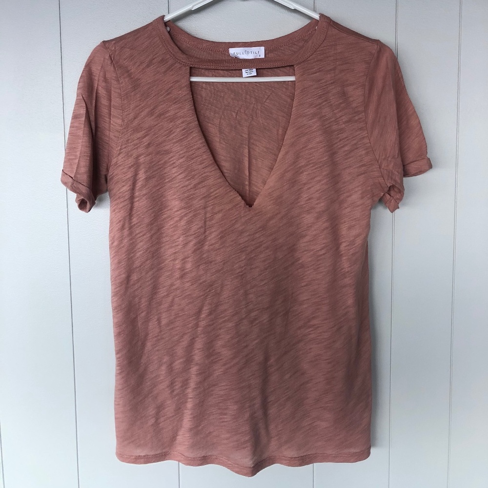 peach tan cutout t-shirt